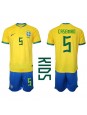 Brasilien Casemiro #5 Replika Hemmakläder Barn VM 2022 Kortärmad (+ byxor)
